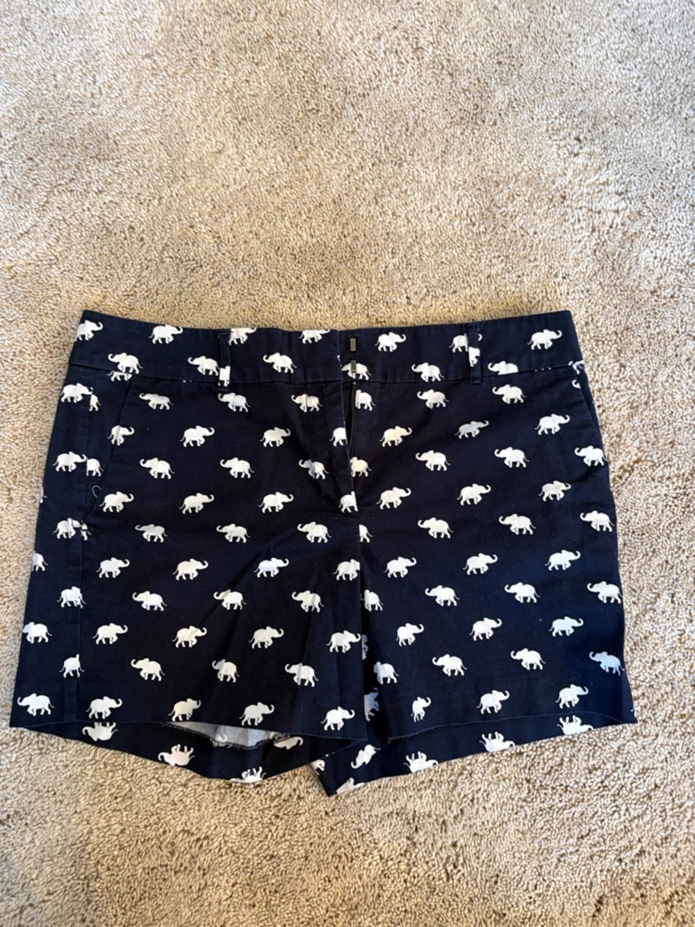 Ann Taylor Navy Shorts with White Elephant Print
